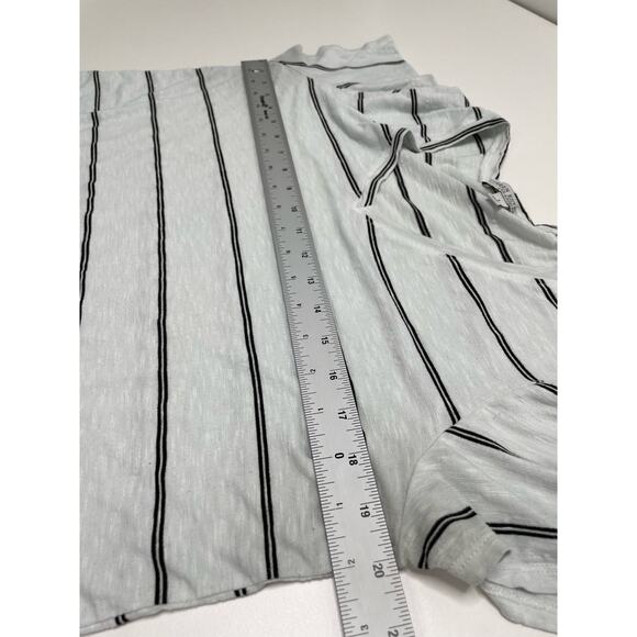 Green Envelope Short Sleeve Horizontal Striped V-Neck T-Shirt White Nautical L - Picture 9 of 10